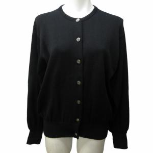 ヴィンテージ カーディガン ニット CDロゴ ボタン 長袖 ウール ブラック M