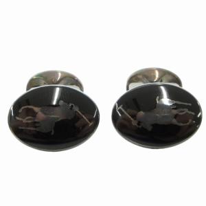 カフス アクセサリー ビジネス ロゴ 925 黒 ブラック