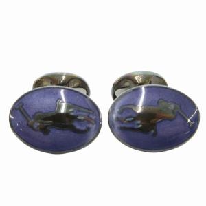 カフス アクセサリー ビジネス ロゴ 925 紫 パープル