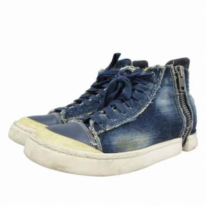DIESEL S-NENTISH スニーカー シューズ ハイカット デニム地 サイドジップ 26.5 インディゴブルー 青