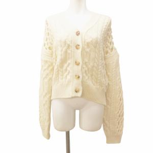 美品 WOOL ALAN CARDIGAN ウールアランカーディガン ケーブルニット 1628-199-0847 白 ホワイト