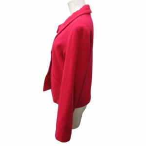 agnes b. ヴィンテージ ウール ステンカラーコート ジャケット 銀釦 クロップド丈 ショート丈 赤 レッド系 GY06 0821