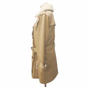 COACH タグ付き ムートン襟 トレンチコート ジャケット ライナー付 羊革 ラムレザー 裏地バッファローチェック F76255 ベージュ系