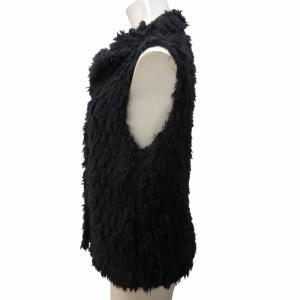 HaaT イッセイミヤケ 美品 ボア ベスト アンゴラ 黒 ブラック 2 約M 0827
