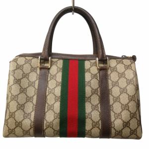 GUCCI ミニボストン GGスプリーム GGキャンバス シェリーライン 40 ブラウン