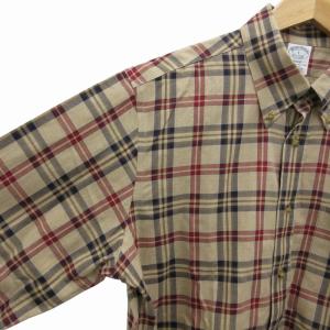 Brooks Brothers ボタンダウンシャツ チェック BD カジュアル 長袖 L ベージュ