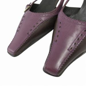 PRADA サンダル パンプス パンチングレザー ストラップ 36.5 23.5cm 紫 パープル