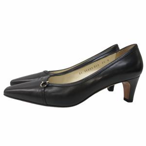 Salvatore Ferragamo 美品 パンプス ヒール ガンチーニ ポインテッドトゥ レザー 黒 ブラック 7 1