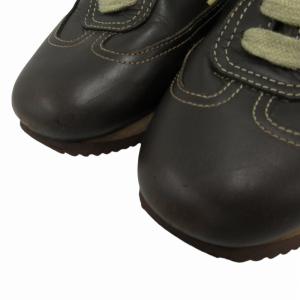 HERMES クイックスニーカー シューズ レザー Hマークステッチ 37 23.5cm 焦げ茶 ブラウン