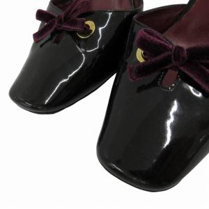 LOUIS VUITTON ミュール パンプス サンダル エナメル リボン 36.5 23.5cm 黒 ブラック