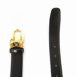 dunhill レザーベルト ロゴバックル 本革 黒 ブラック ゴールドカラー 金色