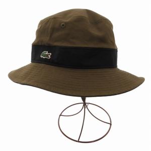 タグ付き リバーシブル サファリハット バケットハット 帽子 ロゴ刺繍 58cm カーキ 黒 ブラック L1131-23000