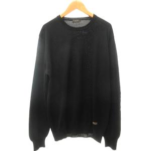 ウールセーター ニット 長袖 ロゴパッチ 黒 ブラック Lサイズ IBO55 0918