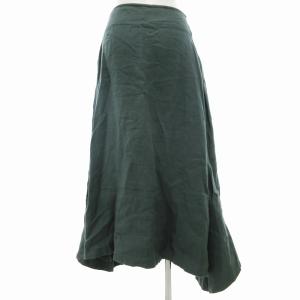 MADISONBLUE フレアロングスカート リネン 麻 0 XS 緑 グリーン