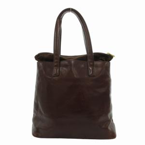 HIROFU ハンドバッグ トート レザー エンボスロゴ ゴールド金具 茶 ブラウン IBO55
