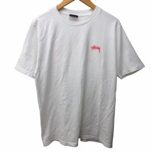 STUSSY 美品 ロゴ プリント Tシャツ カットソー 半袖 白 ホワイト M 1005
