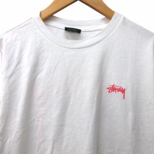 STUSSY 美品 ロゴ プリント Tシャツ カットソー 半袖 白 ホワイト M 1005