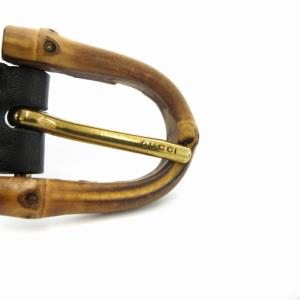 GUCCI ベルト バンブーバックル レザー ハトメ ゴールド金具 ロゴ XS 黒 ブラック
