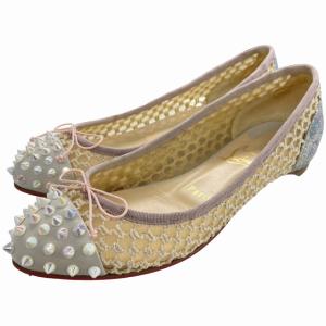 スパイクスタッズ バレエ シューズ フラット パンプス スパンコール かぎあみレース 37 約24cm ピンク ホワイト 白