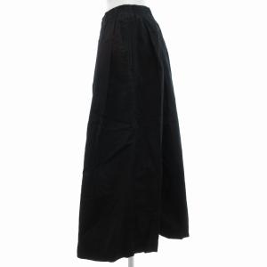 MARGARET HOWELL ロングフレアスカート ゴムウエスト イージー  麻 リネン混 1 S 黒 ブラック