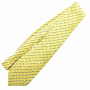 HERMES ネクタイ 総柄 ビジネス 絹 シルク 黄 イエロー