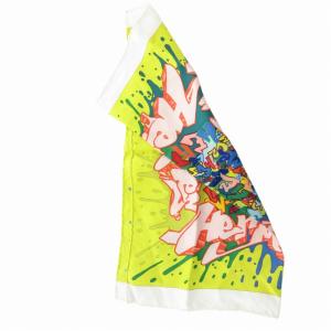 HERMES カレ40 グラフィティ柄 スカーフ チーフ バンダナ 総柄 絹 シルク 黄 イエロー