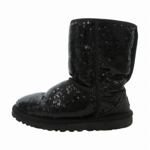 UGG australia ムートンショートブーツ シューズ スパンコール ロゴ 23.0cm 黒 ブラック