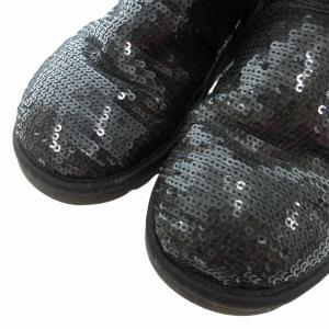 UGG australia ムートンショートブーツ シューズ スパンコール ロゴ 23.0cm 黒 ブラック