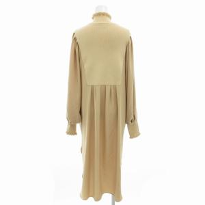 ADORE 美品 21AW ニットドッキング ショーゼットブラウス ワンピース ハイネック 長袖 ロング丈 38 M ベージュ 531-1210922