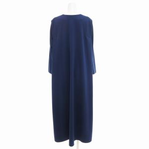ADORE 美品 22SS ドレープスムースレイヤードワンピース インナー ミモレ ロング 七分袖 38 M 青 ブルー オレンジ 531-2140519