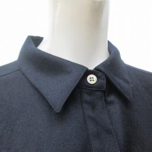 23区 美品 プルオーバー シャツ ワンピース ロング丈 Botto Giuseppe イタリア製生地 大きいサイズ 比翼ボタン 44