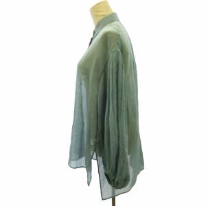 ADORE 美品 ソフトオーガンジーブラウス 531-3110603 長袖 緑 グリーン 38 約M