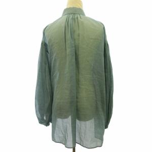 ADORE 美品 ソフトオーガンジーブラウス 531-3110603 長袖 緑 グリーン 38 約M