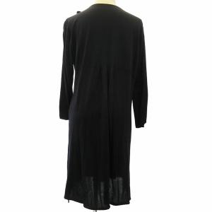 Leilian 美品 シルクニット ワンピース フリル 長袖 紺 ネイビー 13+ 大きいサイズ 約XL