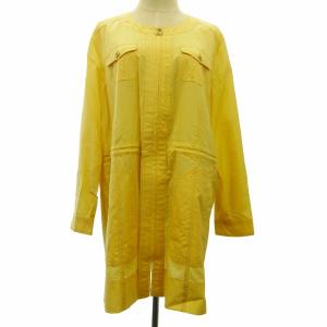 美品 ジップシャツ ワンピース 長袖 黄 イエロー 13+ 大きいサイズ 約XL