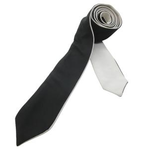 美品 22AW ビーツインシルクネクタイ ナロータイ ロゴ刺? バイカラー 黒 ブラック 白 ホワイト STK 1106