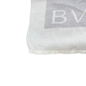 BVLGARI 美品 ストール マフラー ショール 大判 ロゴ シルク グレー STK 1106