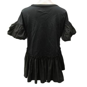 CELFORD 23AW ラウンドヘム フリル カットソー チュニック ギャザー 素材切替 半袖 CWCT234018 黒 ブラック 36