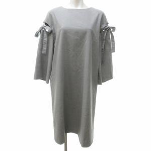 ライトストレッチリボン スリーブ ワンピース ロング 日本製 531-8140113 グレー 38 約M IBO57