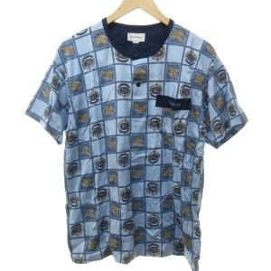 90s ヴィンテージ ヘンリーネック Tシャツ ライトブルー M