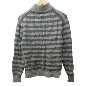 McGREGOR 90s ヴィンテージ ウール ケーブルニット セーター ハーフボタン ボーダー 長袖 グレー LL 1105