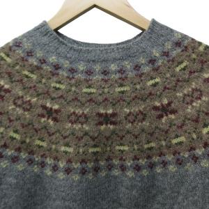 INVERALLAN 美品 ウール ニット セーター ノルディック柄 英国製 グレー 長袖 36 約S-M 1105