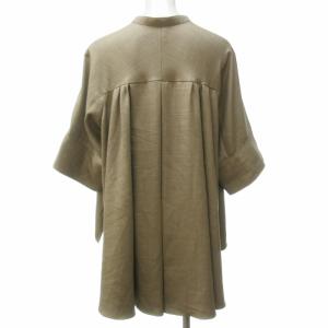ADORE 美品 23SS カレンダーストレッチ ブラウス シャツ 日本製 混紡 ノーカラー 531-3110721 茶 ブラウンベージュ