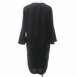 ADORE 美品 近年 フラワーレース ロング ワンピース ベルスリーブ 総柄 セミフォーマル 日本製 531-0140235 紺 ネイビー