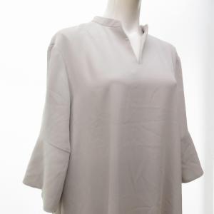 ADORE 23SS タグ付 クリアジョーゼットワンピース ベルスリーブ ロング 日本製 531-3140415 グレー 36 約S 1110