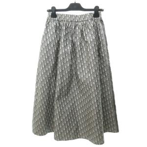 Christian Dior オブリーク テクニカル タフタ ジャカード ミディスカート グレー I40 127J24A2970