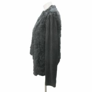 GIORGIO BRATO ラビットファー スエードレザー ジャケット ブレザー シルク 黒 ブラック 44 約L IBO57