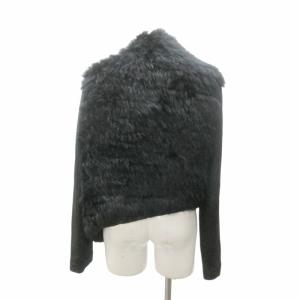 GIORGIO BRATO ラビットファー スエードレザー ジャケット ブレザー シルク 黒 ブラック 44 約L IBO57