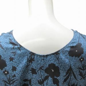 HOUSE OF LOTUS 美品 近年 フラワープリント ワンピース ロングマキシ ラッフル 花柄 総柄 日本製 青 ブルー ネイビー S 1116