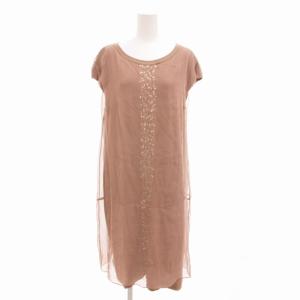 ノースリーブ ワンピース ロング ドレープ タイト M カーキ